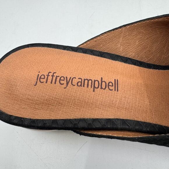 JEFFREY CAMPBELL Vionit Pointed Toe Leather Snakeskin Wood Heel Mule Loafers - Picture 8 of 9